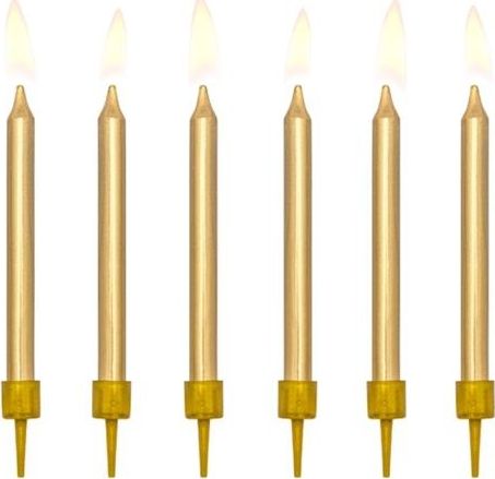 Party Deco Świeczki urodzinowe, złote, 6 cm, 6 szt. uniwersalny