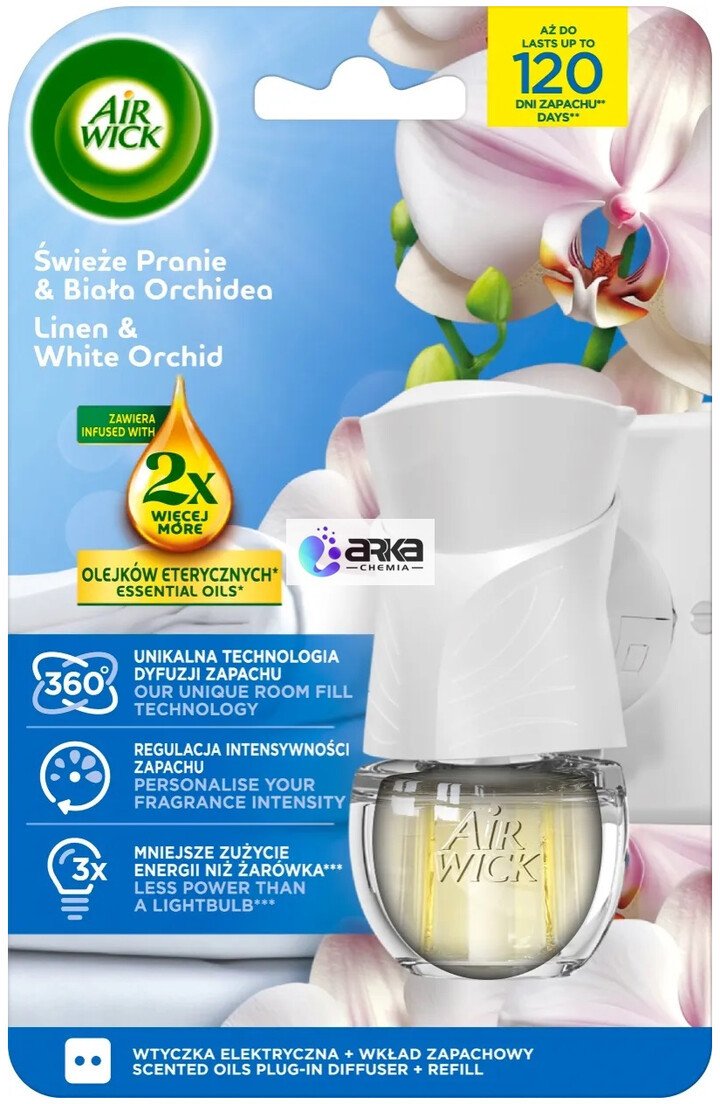 Air Wick Elektryczny odświeżacz Świeże Pranie i Biała Orchidea 19ml