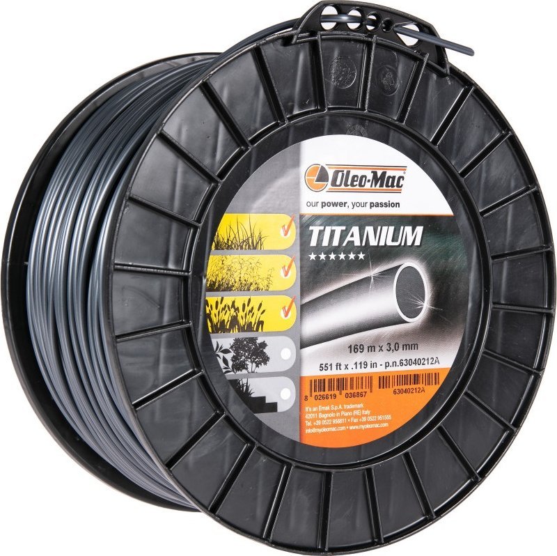 Oleo-Mac ŻYŁKA TNĄCA OLEO-MAC TITANIUM OKRĄGŁA 3mm x 168 m. PROFESJONALNA DO KOSY PROFIL OKRĄGŁY SZPULA - OFICJALNY DYSTRYBUTOR - AUTORYZOWANY DEALER