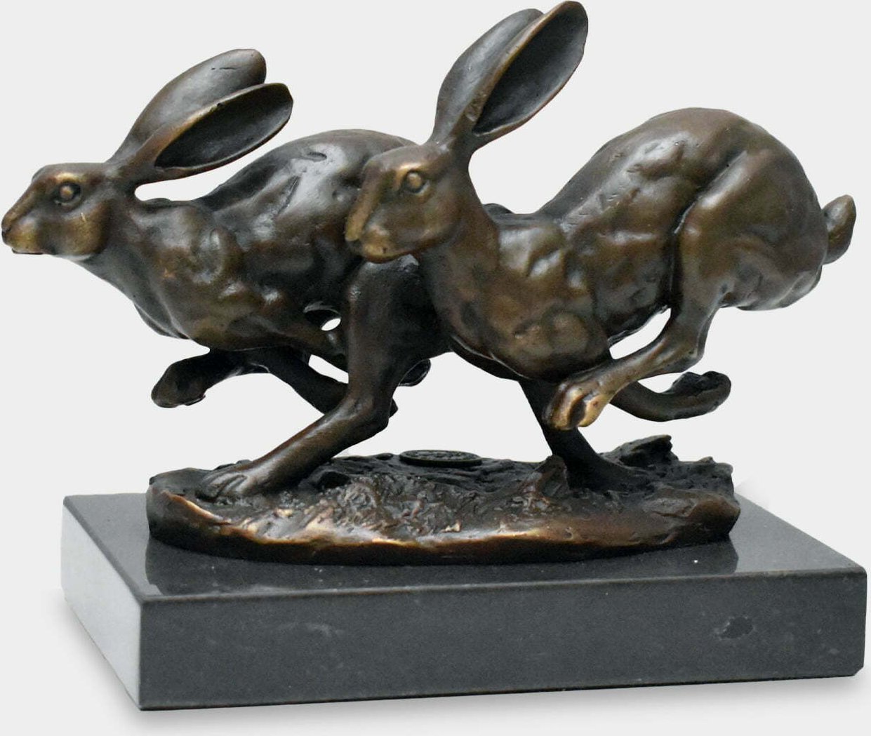 rzezbyzbrazu Biegnące Zające Rzeźba z Brązu