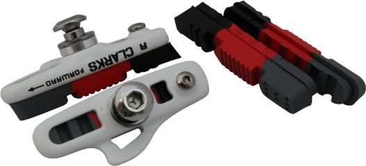 Clarks Klocki hamulcowe CLARK'S CPS240 SZOSA (Shimano, Campagnolo, Warunki Suche i Mokre, Biała estetyczna obudowa) 55mm czarno-czerwone-szare + 2x do