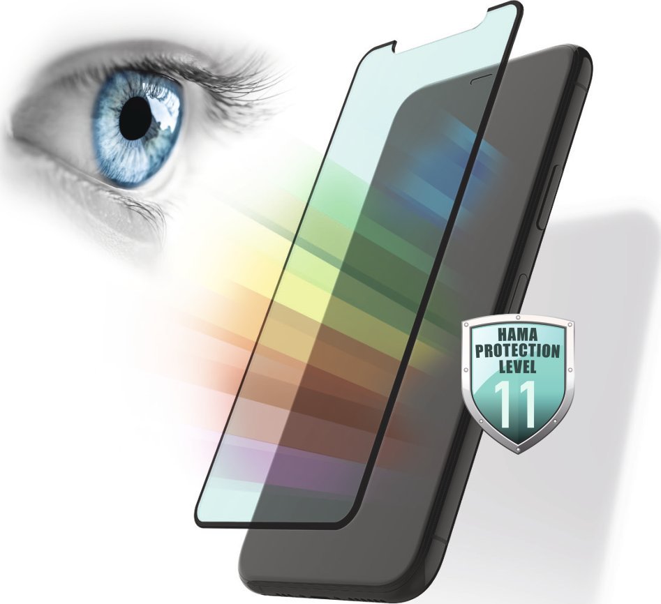 Hama Anti-Bluelight+Anti-bacterial 3D Tempered Glass for Apple iPhone 13 / 13 Pro