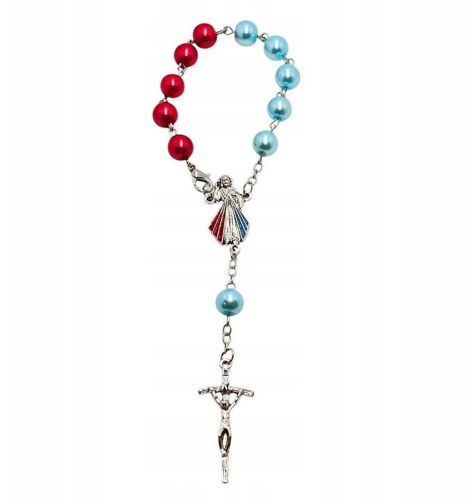 Różaniec do samochodu Jezu Ufam Tobie szklany