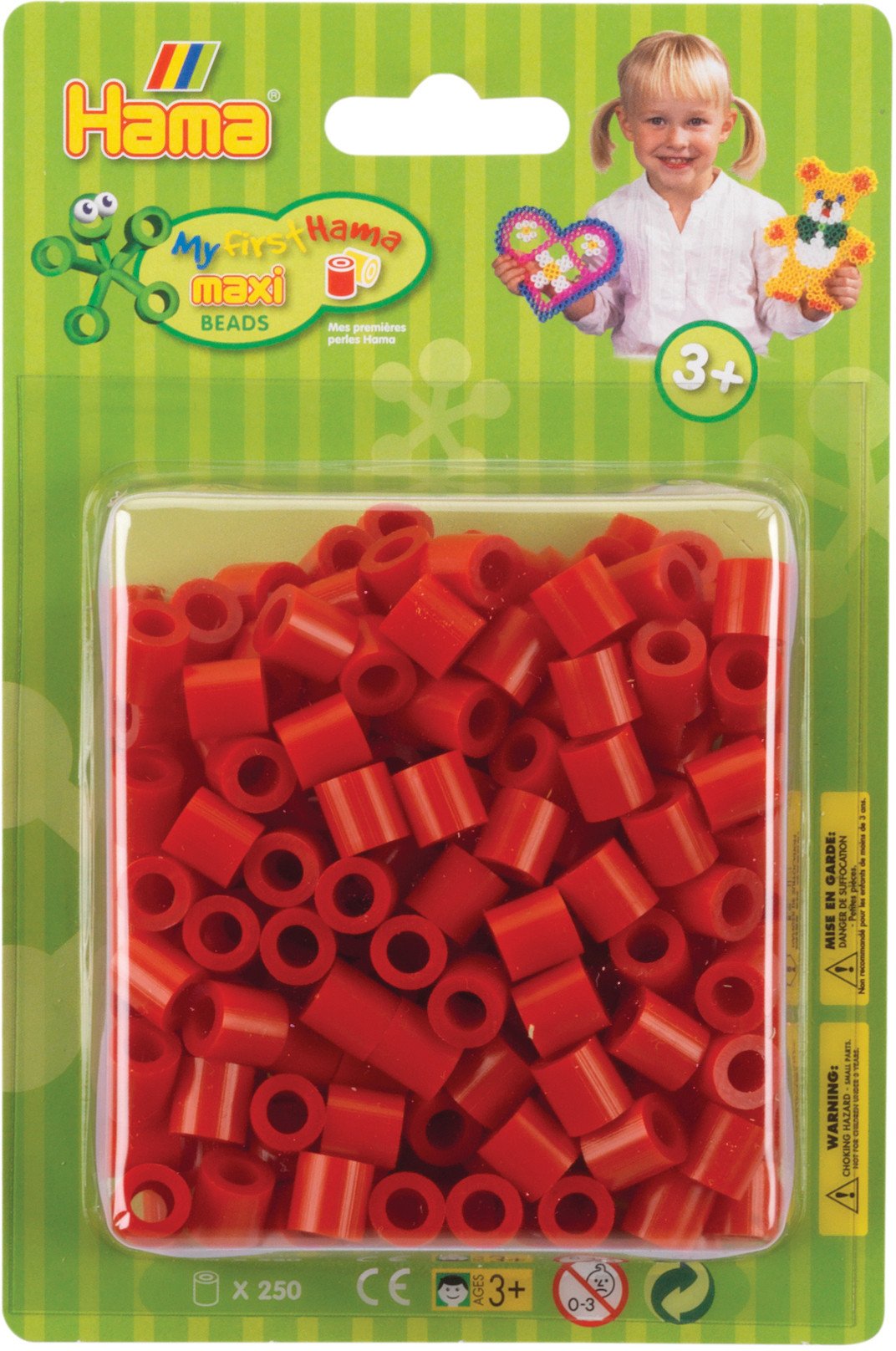 Hama Beads Hama maxi perler i blister 250stk. rød