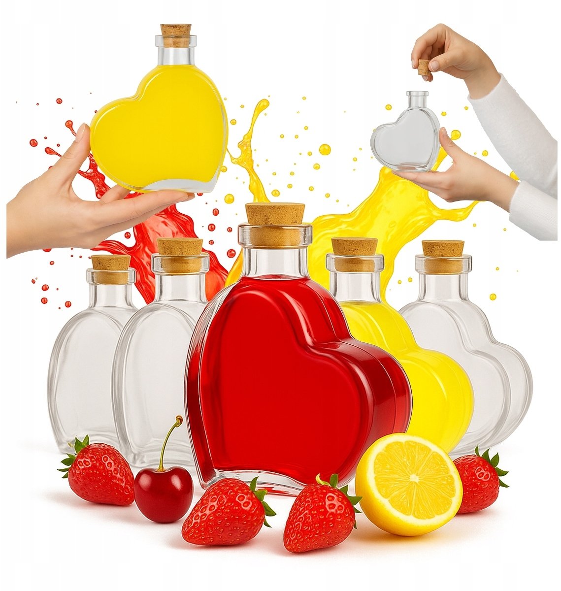 64x Butelka SERCE 250 ml Szklane Butelki na Ślub Prezent Nalewki Wino Sok