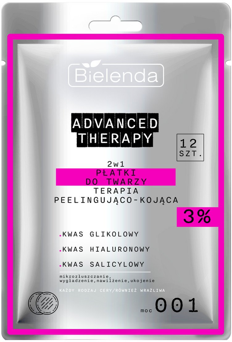 Bielenda Advanced Therapy Płatki do Twarzy 2w1 Terapia Peelingująco-Kojąca 2,5% 12 Sztuk