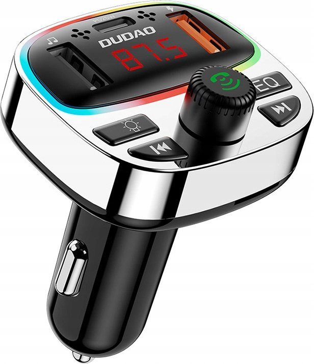 Transmiter Dudao R2PRO+ z portami ładowania PD25W Bluetooth 5.3 RGB - czarno-srebrny