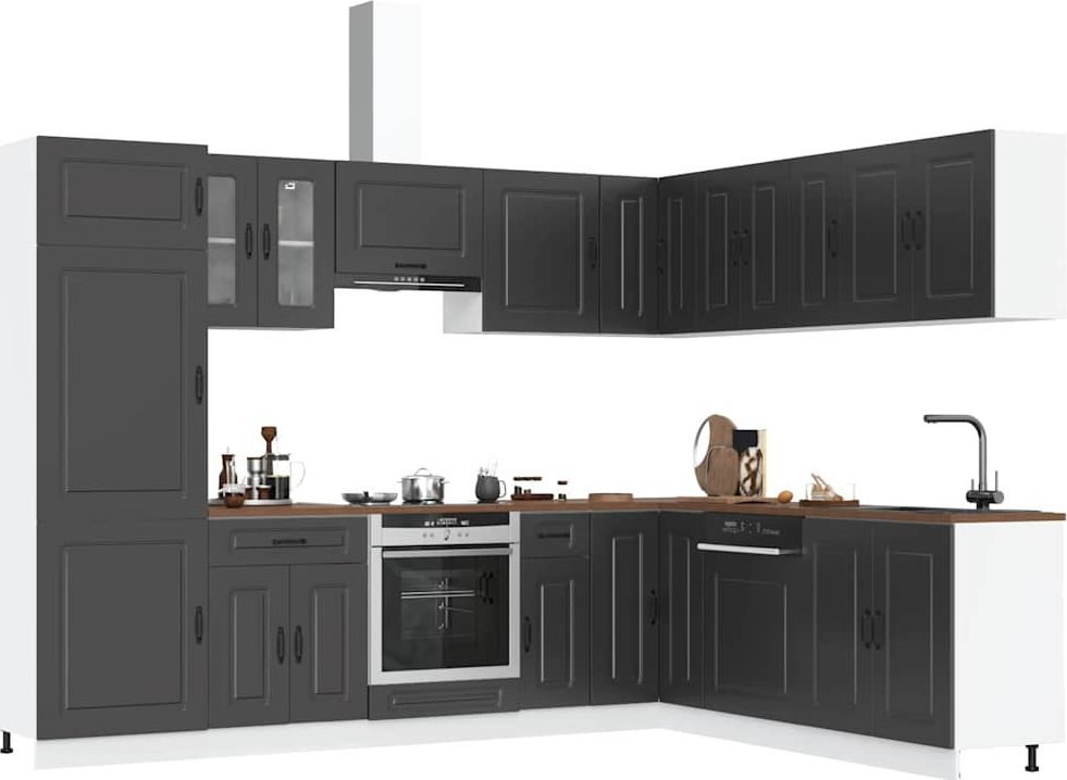 vidaXL vidaXL Zestaw szafek kuchennych Kalmar, 14-częściowy, czarna