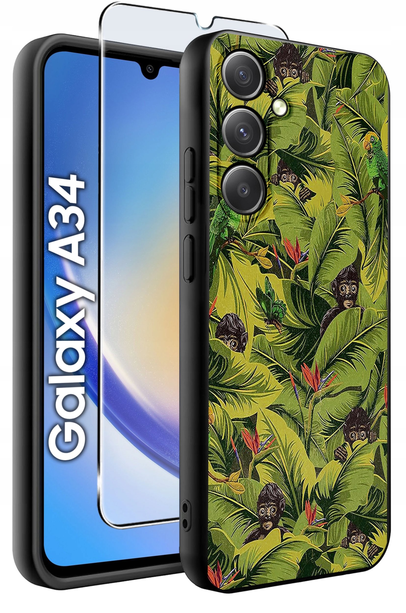 ETUI do Samsung A34 5G WZORY | SILIKONOWE MATT CASE + SZKŁO 9H