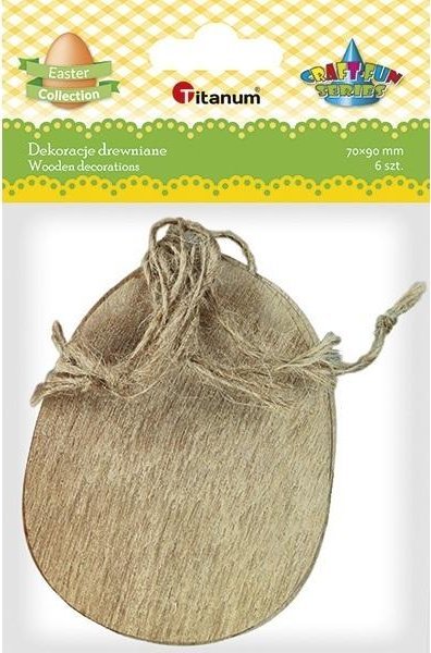 Titanum Drewniana zawieszka jajko 70x90mm 6szt.