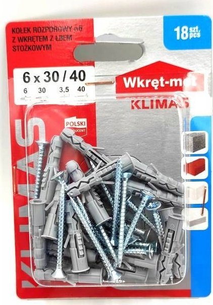 Wkręt-met BLISTER KOŁEK ROZP.TRÓJ.ROZP. 6X40 kod:B