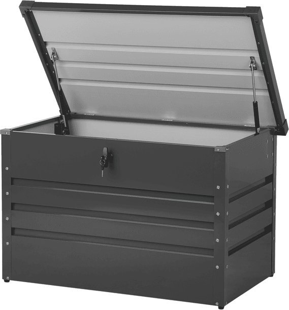 Skrzynia ogrodowa Beliani Skrzynia ogrodowa metalowa 300 l ciemnoszara CEBROSA