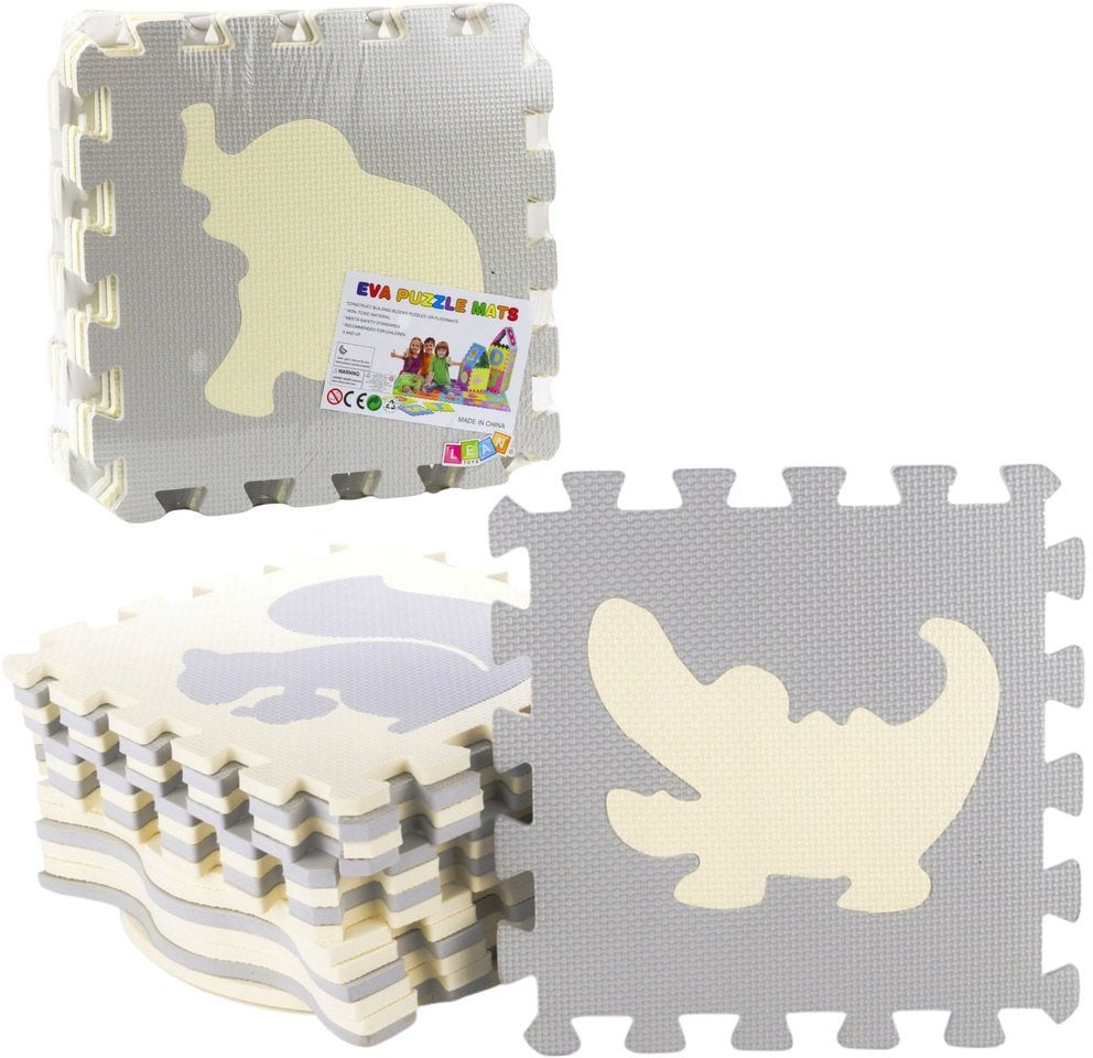 MATA EDUKACYJNA MIĘKKIE PUZZLE PIANKOWE EVA ZWIERZETA BEŻOWE SZARE 9 EL.
