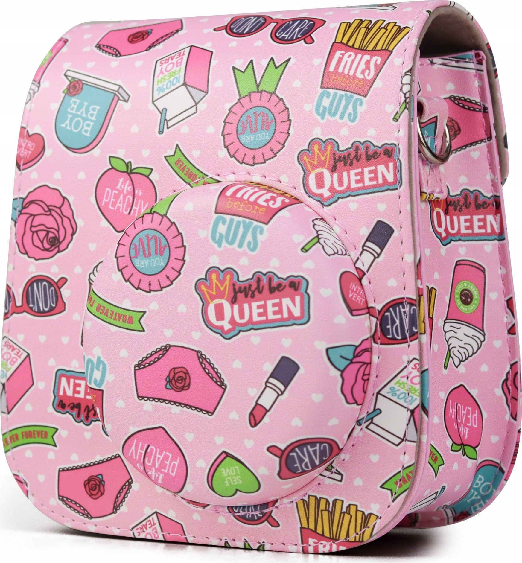 Pokrowiec LoveInstant Futerał Etui Pokrowiec Do Fujifilm Instax Mini 11 - Frytki / Różowy