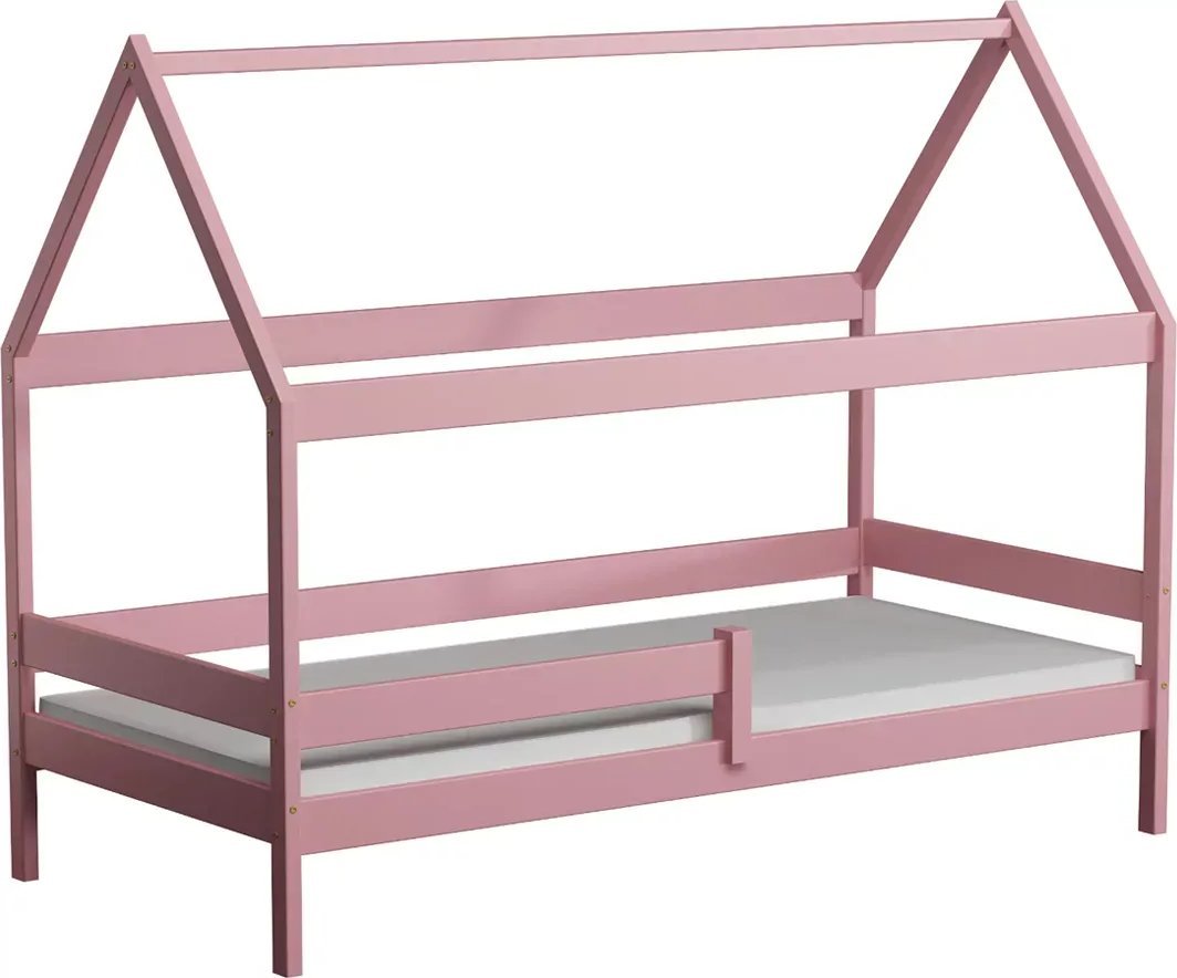 Elior Różowe łóżko domek w stylu skandynawskim - Petit 3X 190x80 cm