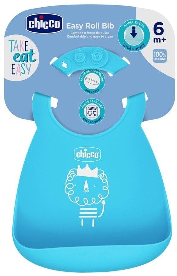 CHICCO-102192 ŚLINIAK SILIKONOWY NIEBIESKI