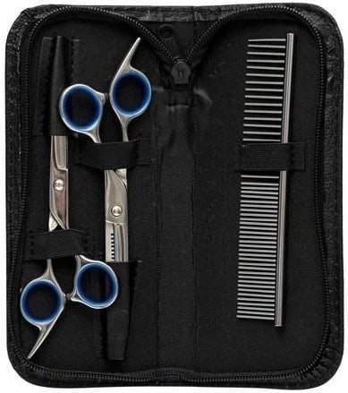 BARRY KING ZESTAW GROOMERSKI W ETUI 3szt NOŻYCZKI DEGAŻÓWKI GRZEBIEŃ
