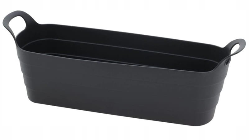 Doniczka ogrodowa czarna 44,5x13,5x14,5cm Podłużna z uchwytami