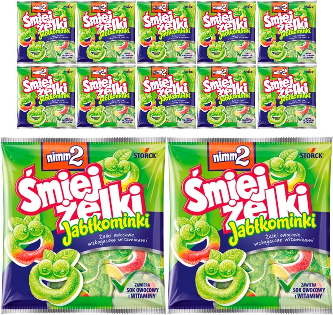 nimm2 Śmiejżelki Jabłkominki Żelki owocowe wzbogacone witaminami 90 g x 12 sztuk