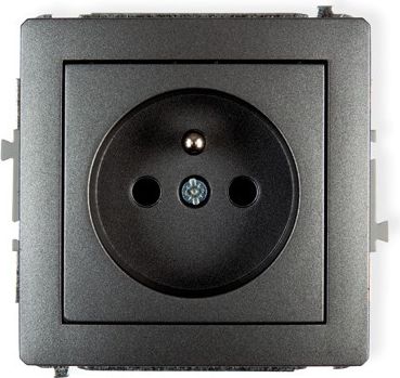 Karlik Deco gniazdko podtynkowe pojedyńcze z uziemieniem grafitowe (11DGP-1z)