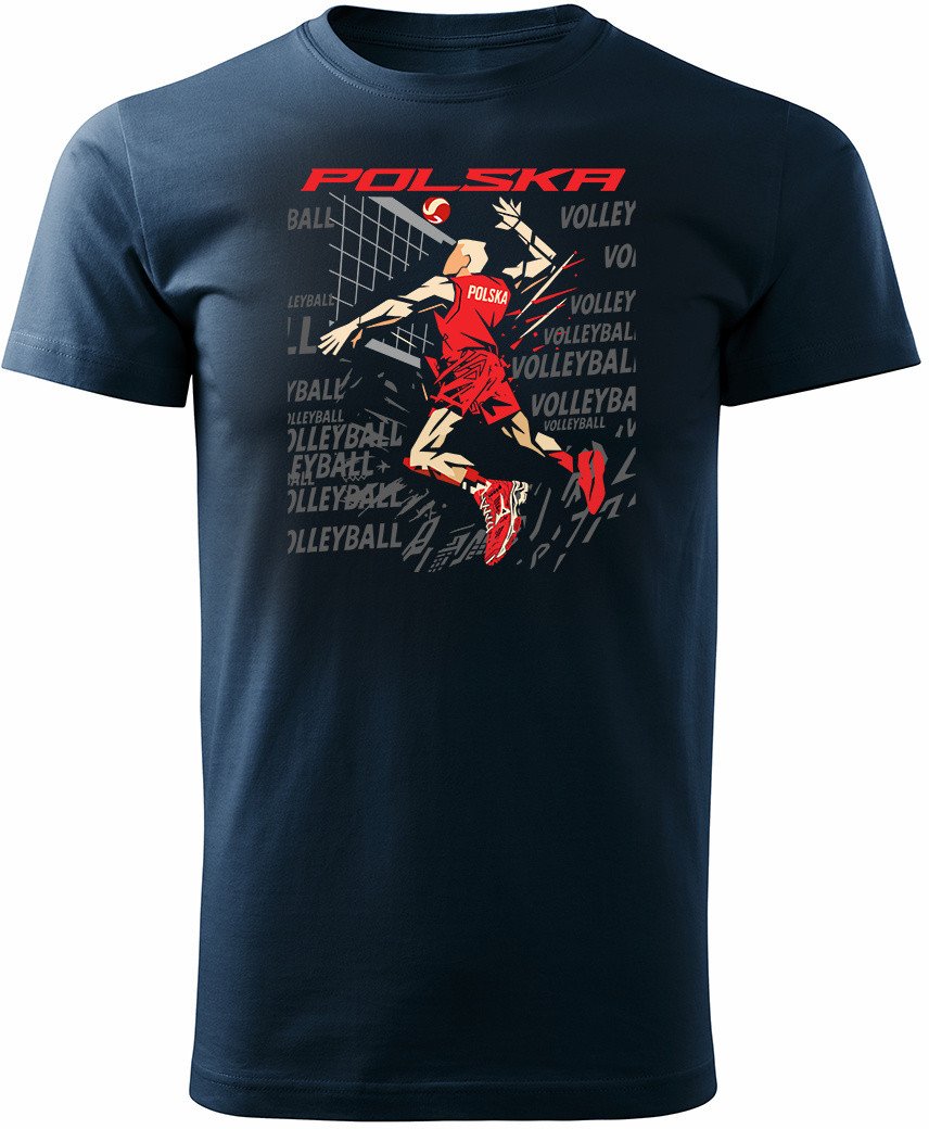 Koszulka polska siatkówka dla kibica do siatkówki siatkówka Volleyball męska granatowa REGULAR L