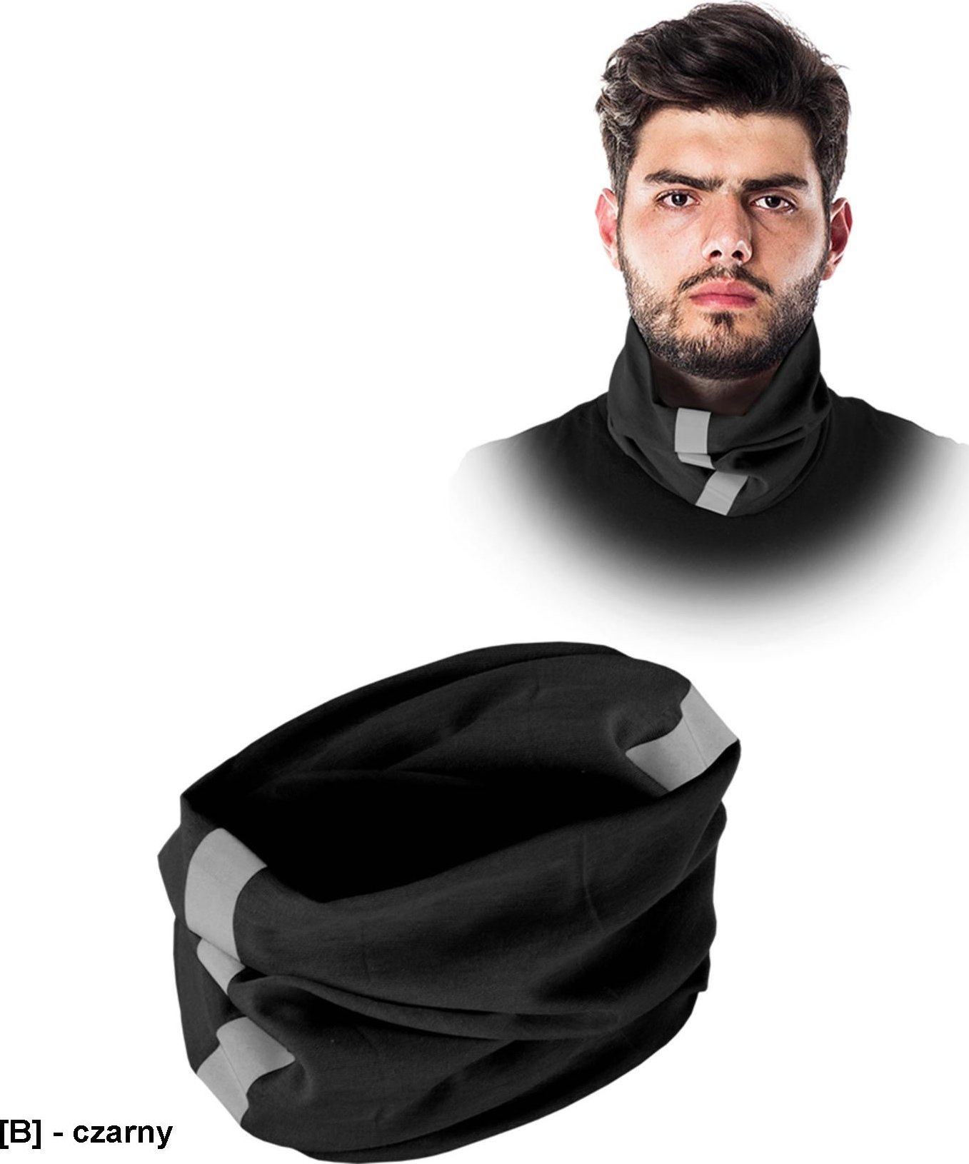 R.E.I.S. BAND-NEON - Komin z pasem odblaskowym - czarny - UNI