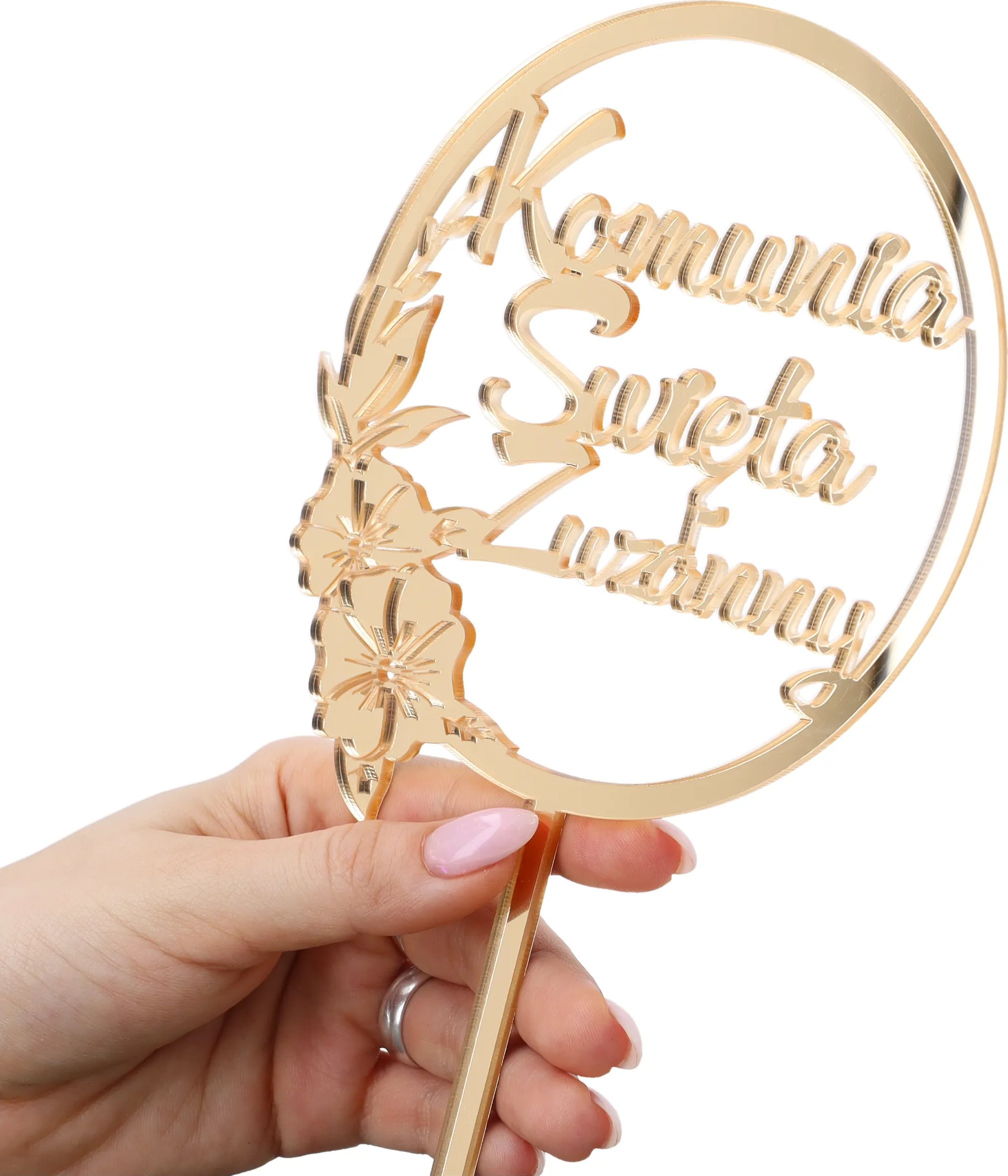 TOPPER na TORT dekoracje komunijne z imieniem KOMUNIA ŚWIĘTA ozdoba toper