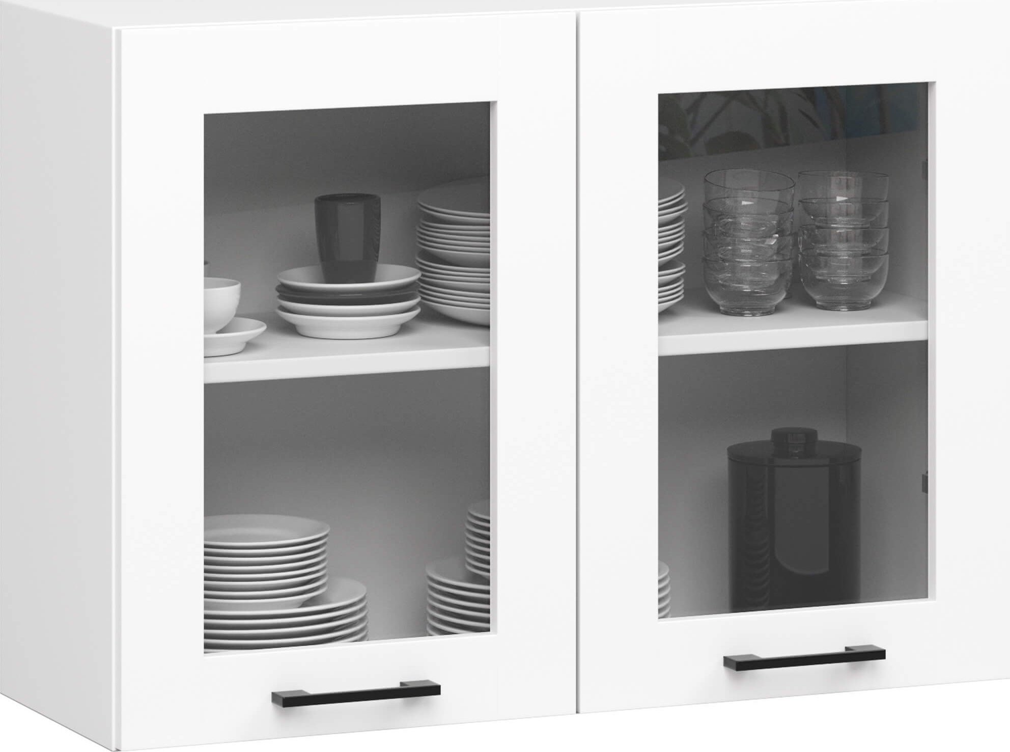 Fabryka Mebli Akord Szafka kuchenna OLIWIA witryna wisząca 80x58 cm 2 drzwi 2 półki - biała