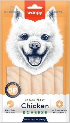 Wanpy Wanpy Przysmak dla Psa Pasta Kurczak Ser 5x14g