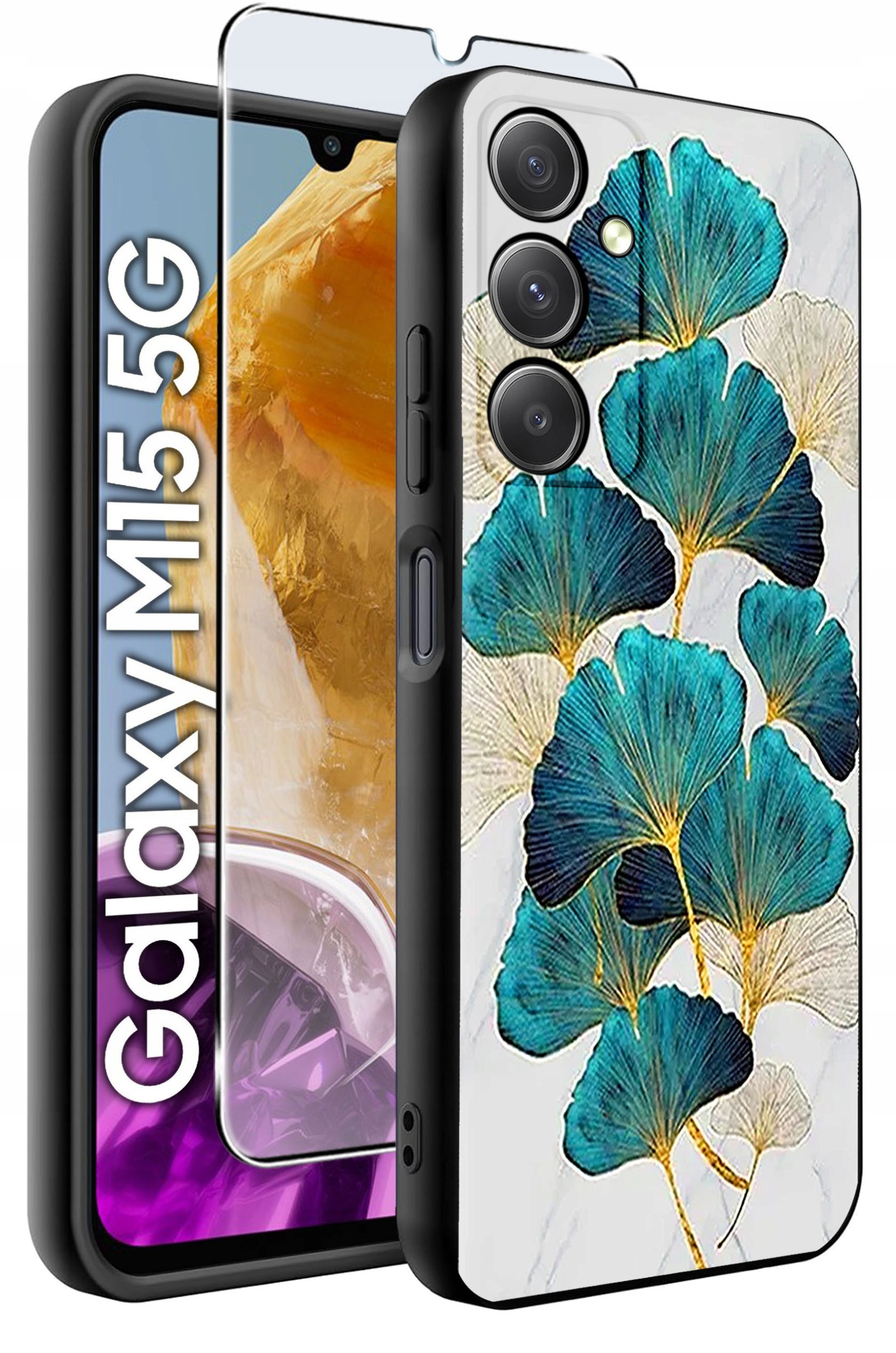 ETUI do Samsung M15 5G WZORY | SILIKONOWE MATT CASE + SZKŁO HARTOWANE 9H