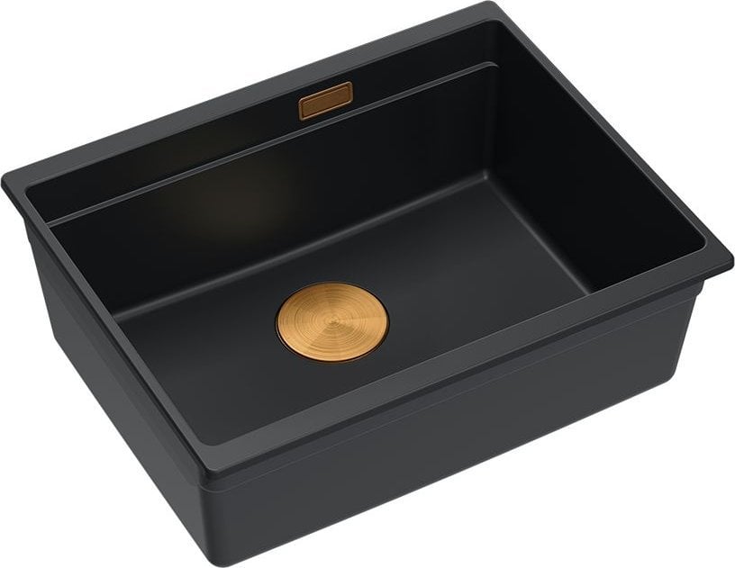 Zlewozmywak GraniteQ LOGAN 100 GraniteQ zlewozmywak pure carbon 59,5x45,1x21,5 cm 1-komorowy podwieszany z syfonem manualnym miedziany