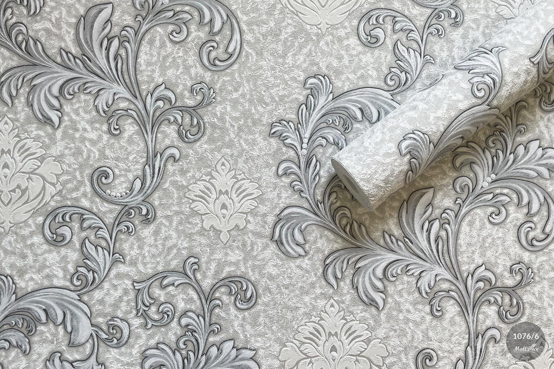 MallDeco TAPETA WINYLOWA MODEL ROXOLANA DECOR SZARA