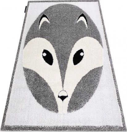 Dywany Łuszczów Dywan dziecięcy JOY Fox lisek, dla dzieci - Strukturalny, dwa poziomy runa szary / krem, 160x220 cm