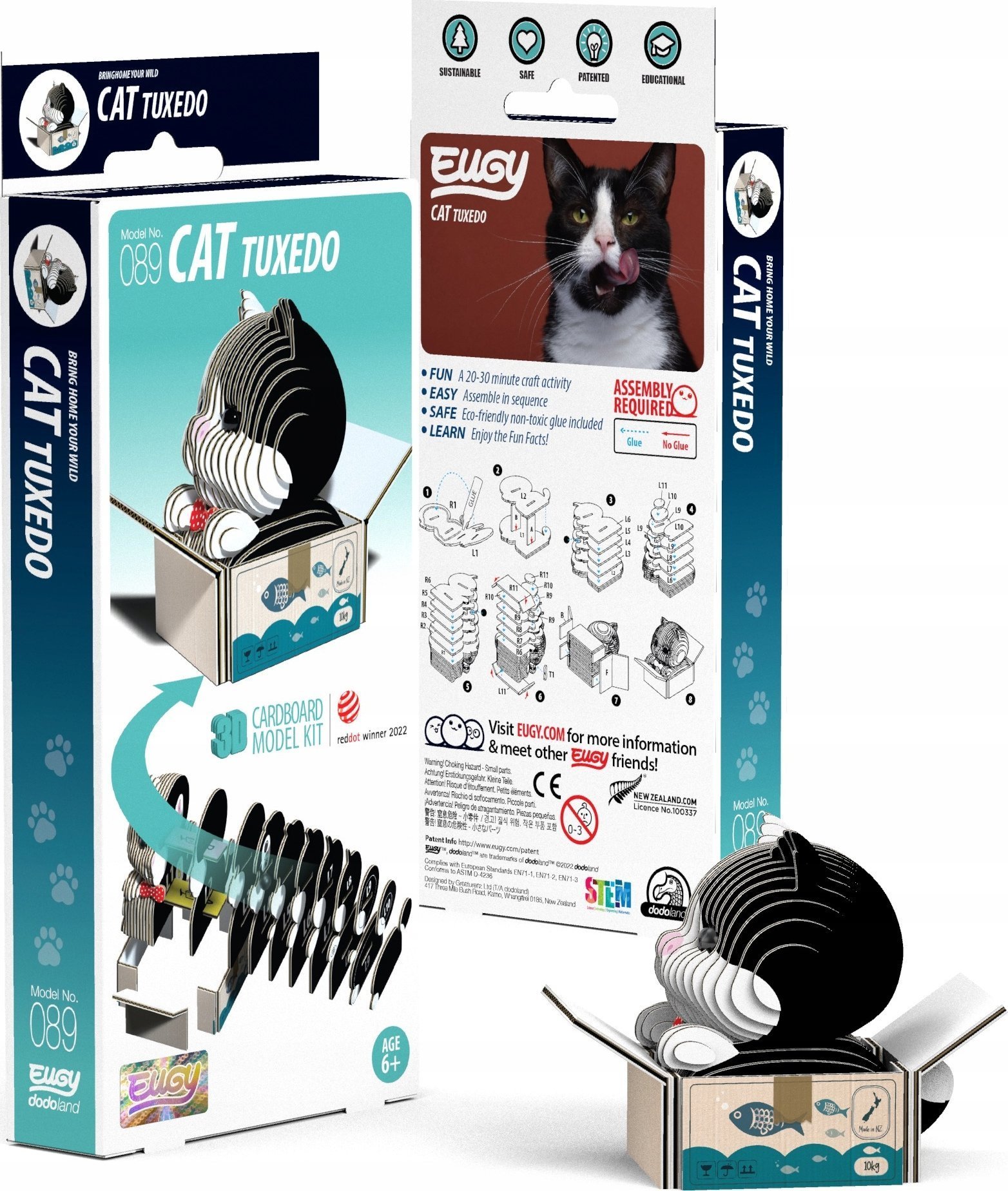 Fat Brain Toys Kotek Tuxedo Eugy. Eko Układanka 3D