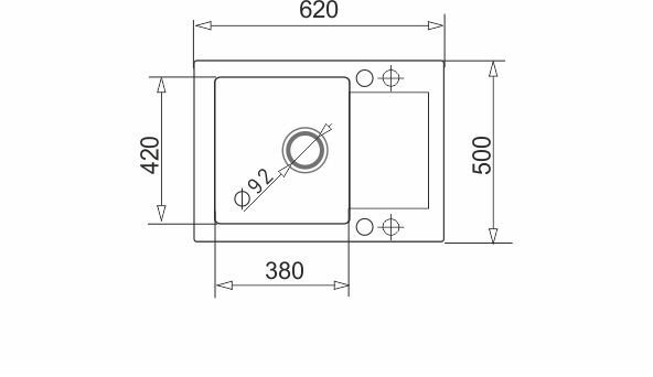 Pyramis Zlew. MIDO (62x50) 1B 1D szary beton + bateria Silvio