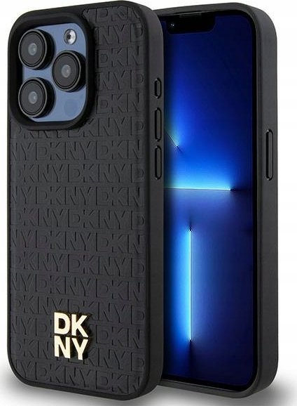 DKNY DKHMP15LPSHRPSK iPhone 15 Pro 6.1" czarny/black hardcase Leather Pattern Monogram Metal Logo MagSafe