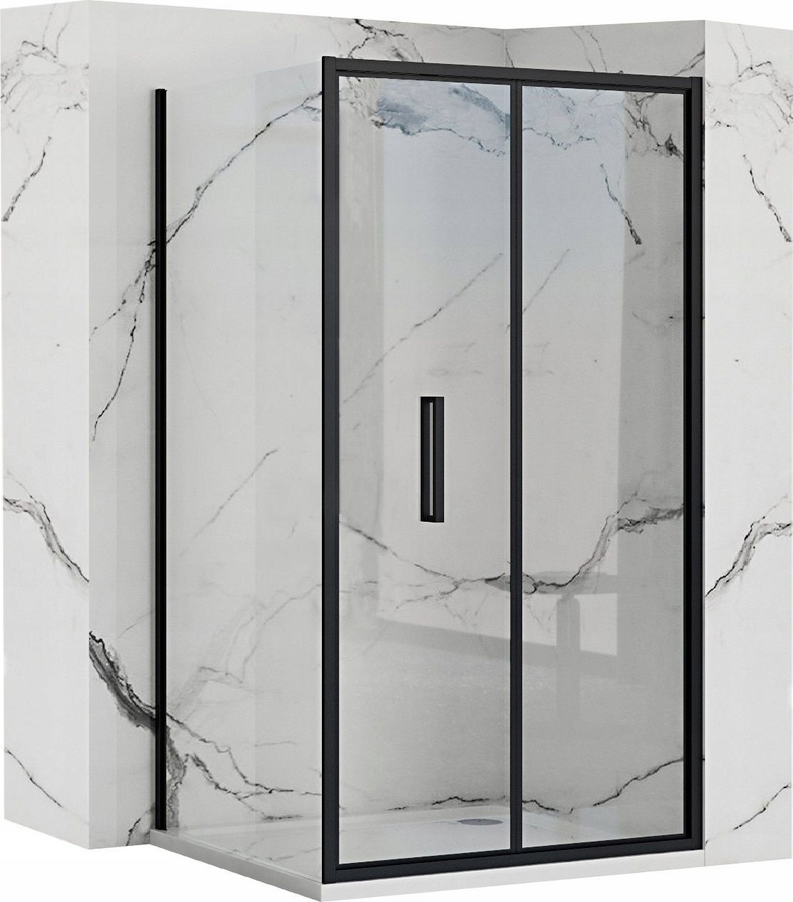 Rea REA-K6423 / REA / RAPID / ŚCIANKA 100 PROFIL BLACK SZKŁO TRANSPARENT /