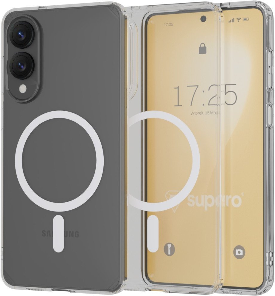 Etui Supero do Samsung Galaxy S25 Edge Magsafe, przezroczysto-białe