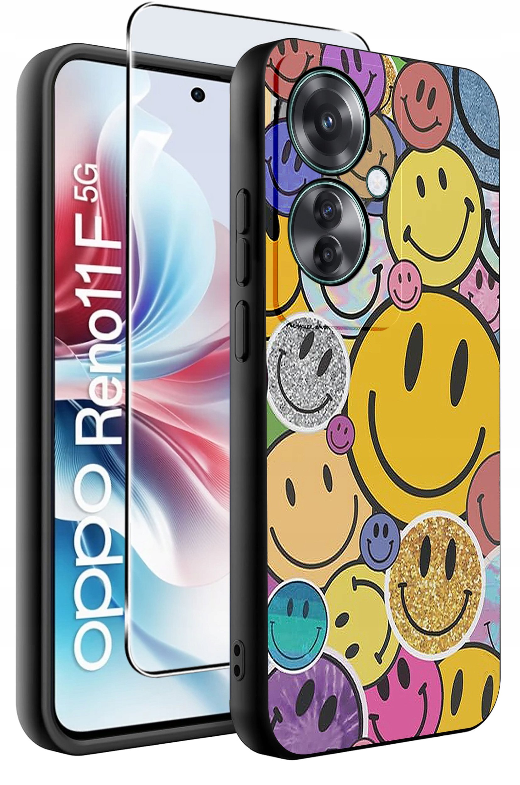 ETUI do Oppo Reno11 F 5G WZORY | SILIKONOWE MATT CASE + SZKŁO HARTOWANE 9H