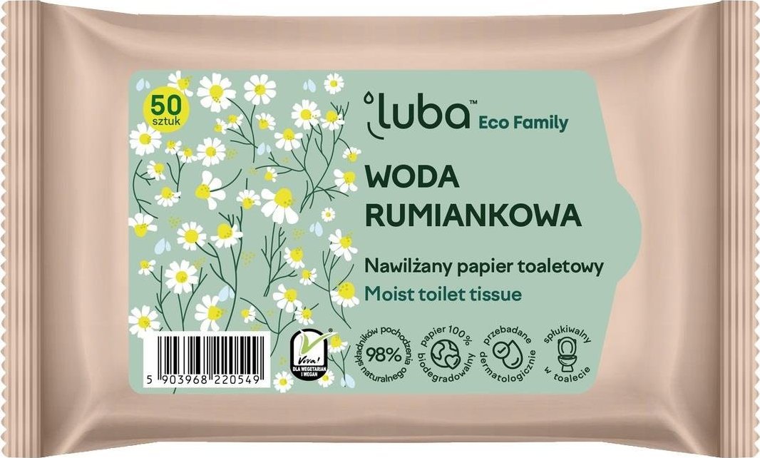Luba Eco Family nawilżany papier toaletowy z Wodą Rumiankową 50szt.