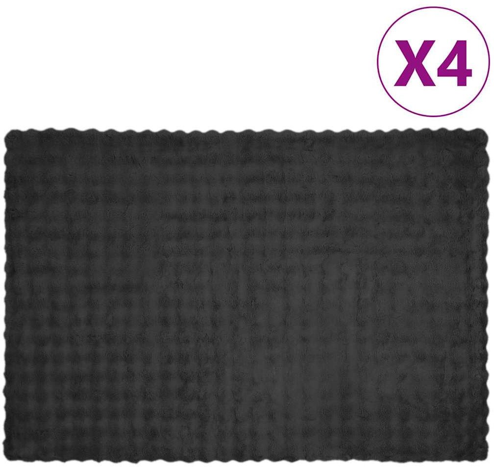 vidaXL Koc z futra sztucznego królika 4 pcs Ciemnoszary 150 x 220 cm