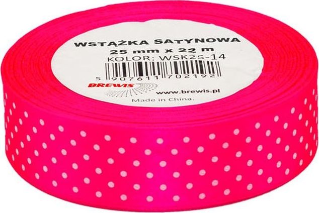 BREWIS Wstążka satynowa BREWIS kropki 25mm WSK25-14 Brewis