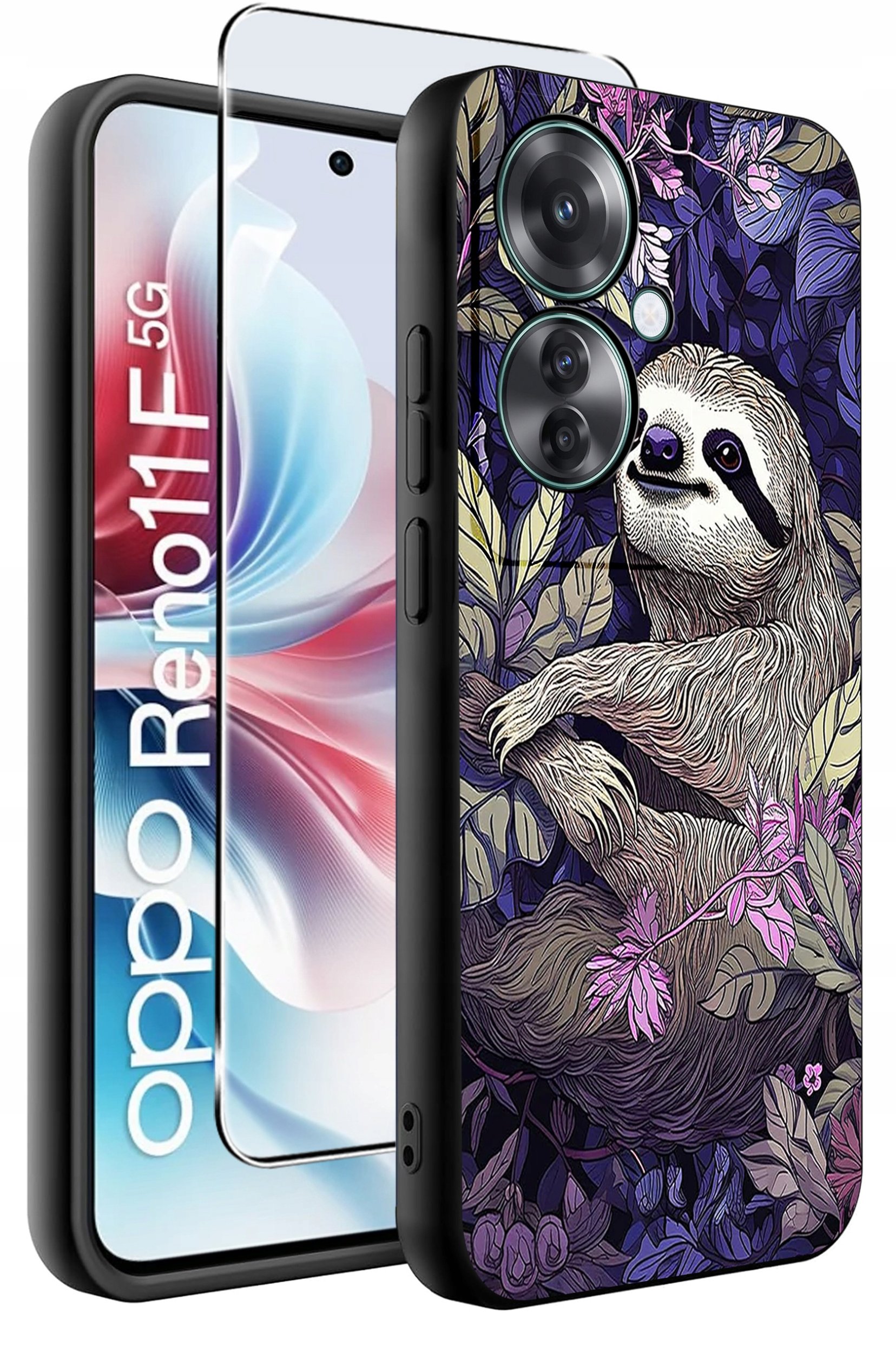 ETUI do Oppo Reno11 F 5G WZORY | SILIKONOWE MATT CASE + SZKŁO HARTOWANE 9H