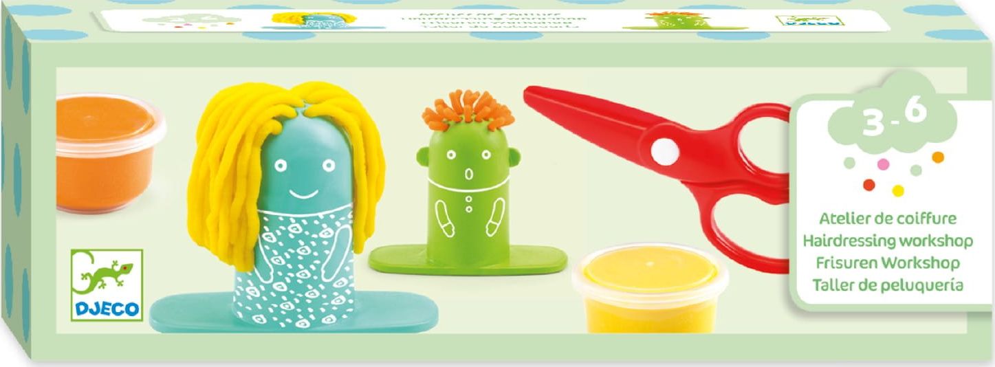 Djeco Zestaw ciastolina i salon fryzjerski Djeco