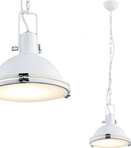 Lampa wisząca KASPA Industrialna LAMPA wisząca NAUTILIUS M 10265101 Kaspa metalowa OPRAWA okrągły ZWIS na łańcuchu biały