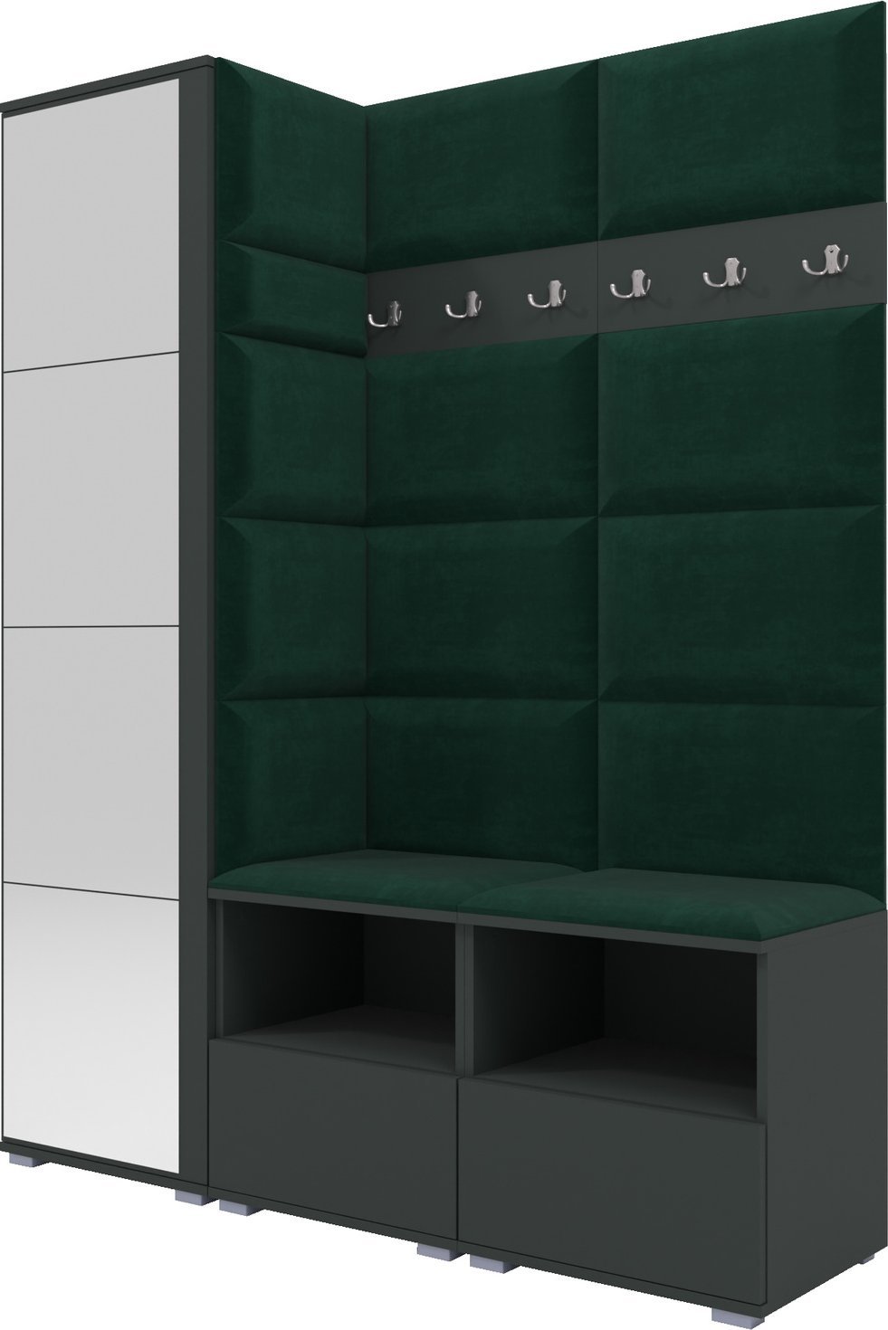 Ravio Tapicerowana garderoba Nela II z lustrem - kolor grafit + tkanina Trinity 28