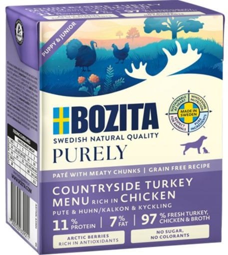 BOZITA Purely indyk z kurczakiem pasztecik z mięsem dla szczeniąt 370g