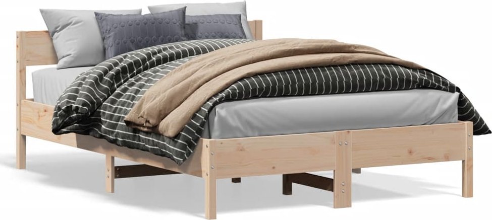 vidaXL vidaXL Rama łóżka z wezgłowiem, 140x190 cm, lite drewno sosnowe