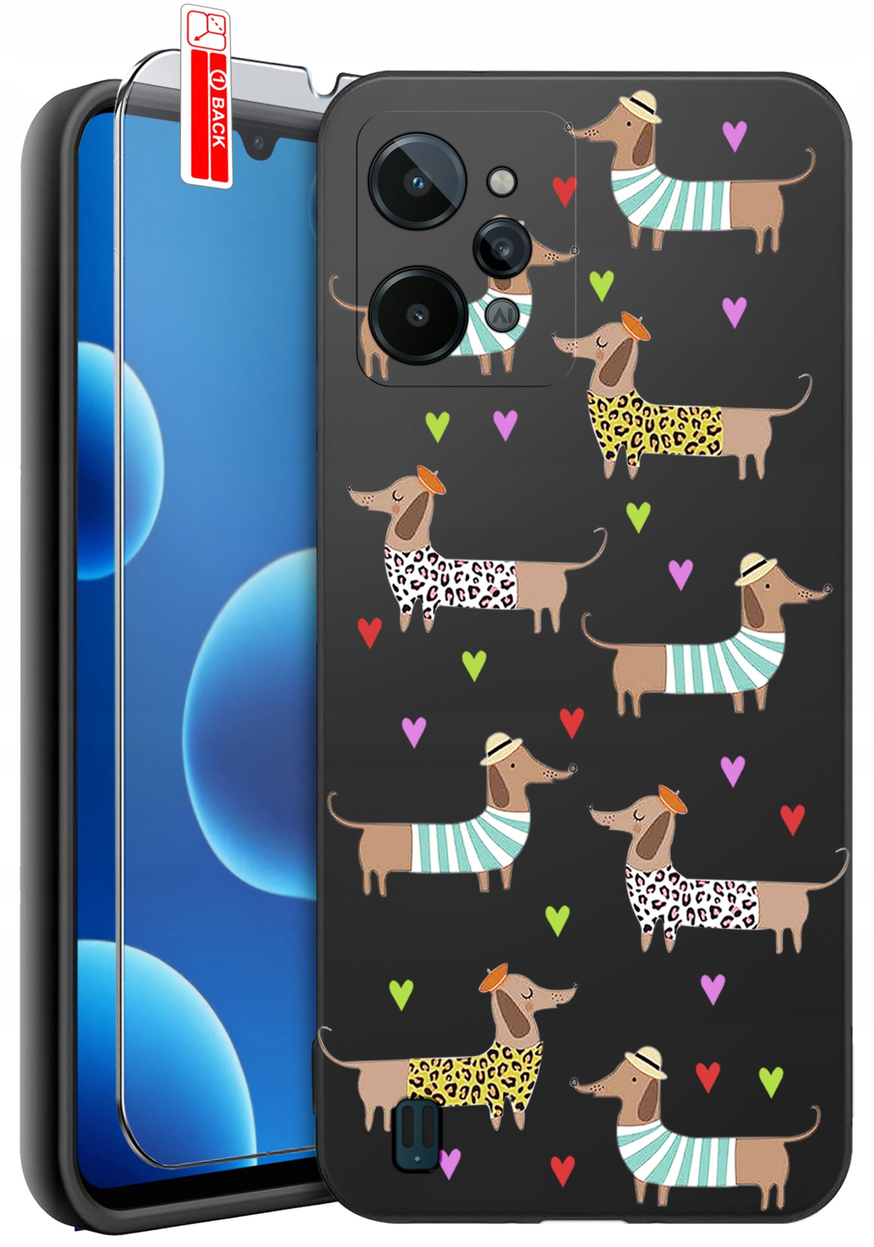 ETUI do Realme C31| WZORY | SILIKONOWE MATT CASE + SZKŁO 9H