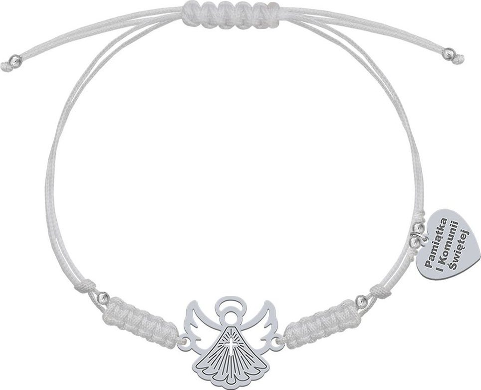 Radziszewska Jewellery Bransoletka z Aniołkiem srebro sznurek GRAWER GRATIS
